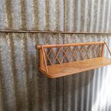 Vintage rattan wicker wall shelf