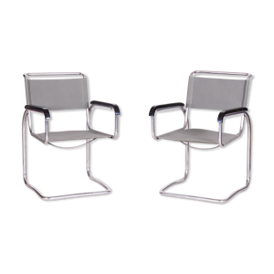 Paire de fauteuils gris halabala h91 fabriqués par up zavody en tchéquie des années 1930