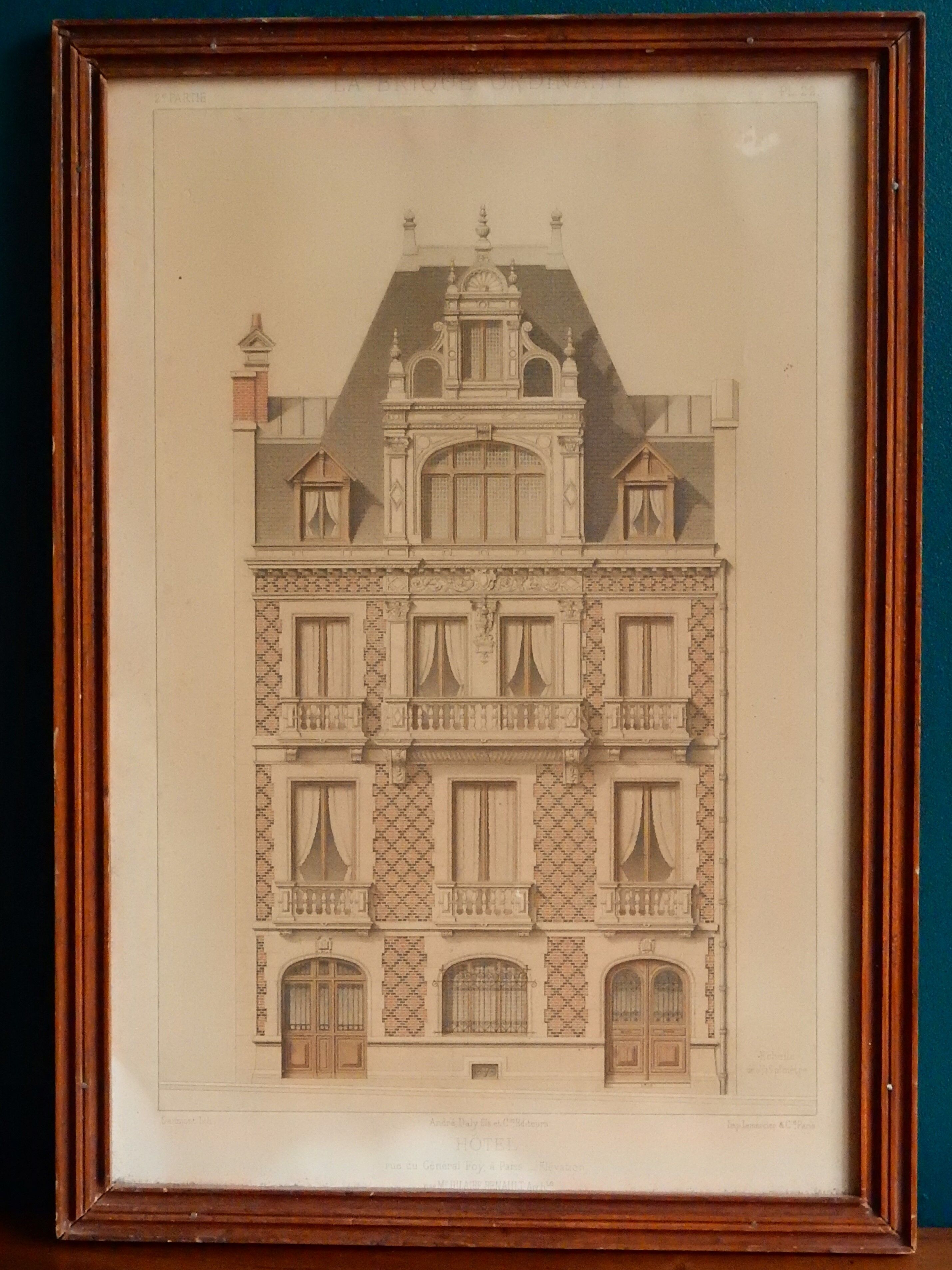 Lithograph board architecture ordinary brick