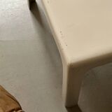 Square coffee table from Prisunic in white fibreglass, 1970s design.