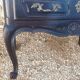 Louis XV style scriban bookcase in black and Basque red patinated cherry wood