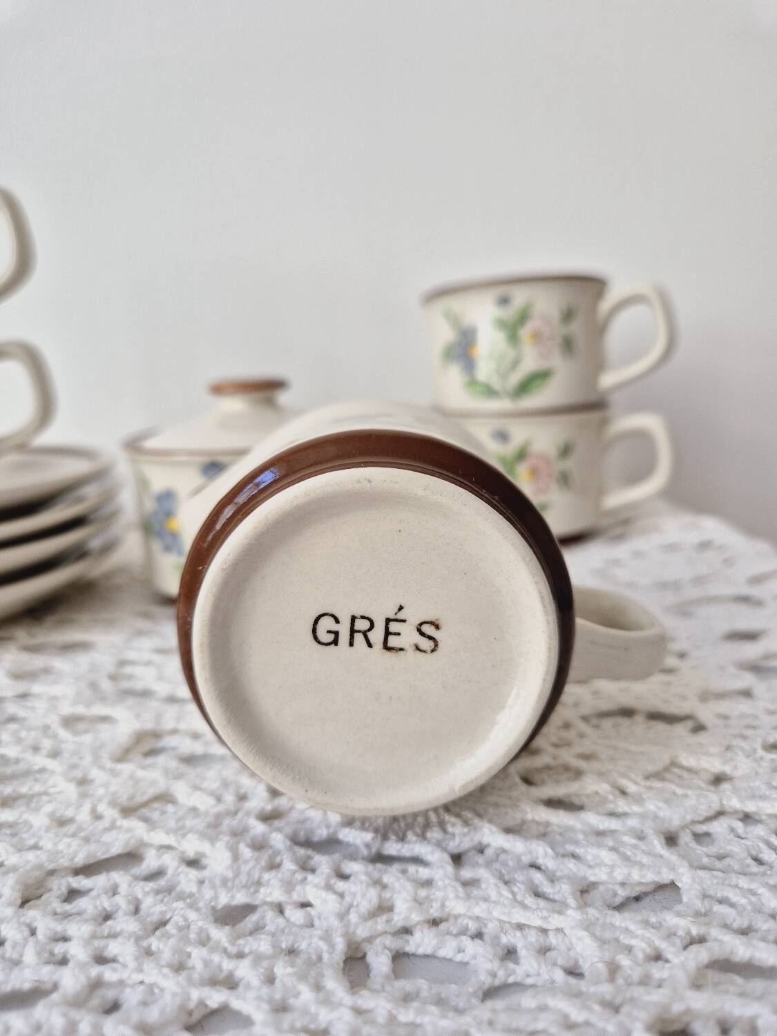 Vintage Flower Pattern Stoneware Tea/Coffee Set