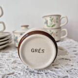 Service à thé/café en grès motif fleurs - Vintage