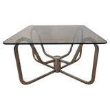1970s mid-century chrome and smoked glass coffee table