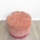 Armchair toad and its footrest in old pink velvet