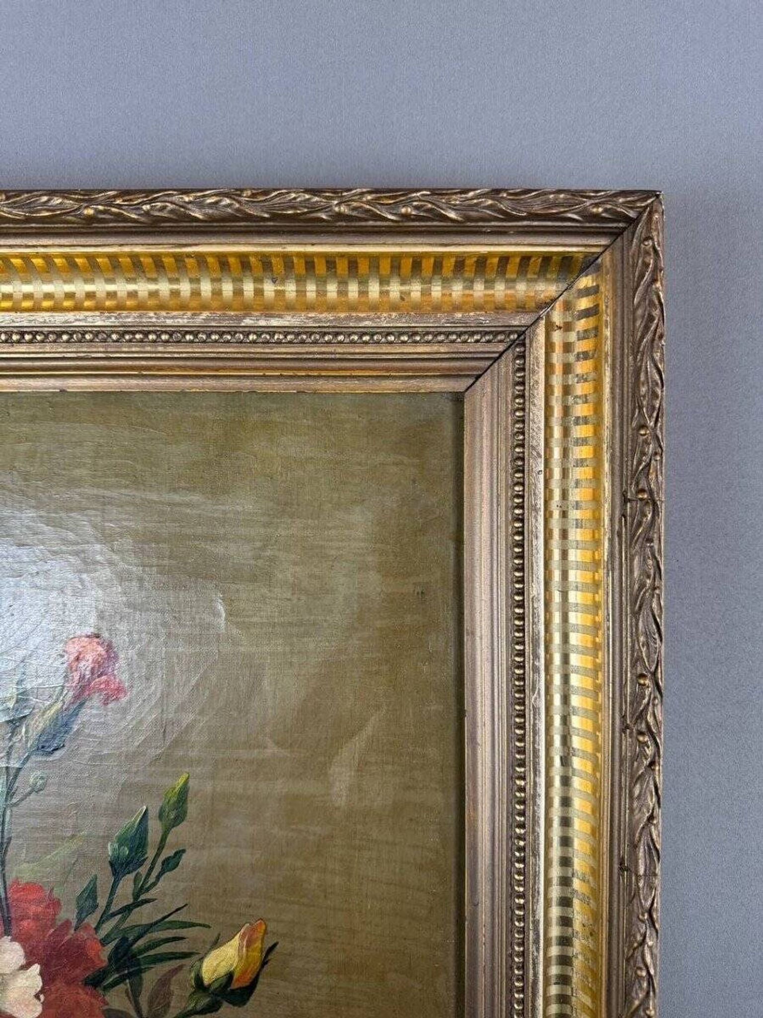 Oil on Canvas Painting Floral Still Life, French School, Paris, Early