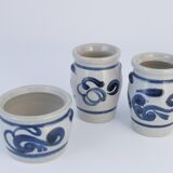 Stoneware Jars with Cobalt Blue Floral Motif from Westerwald, Germany, Set of 3