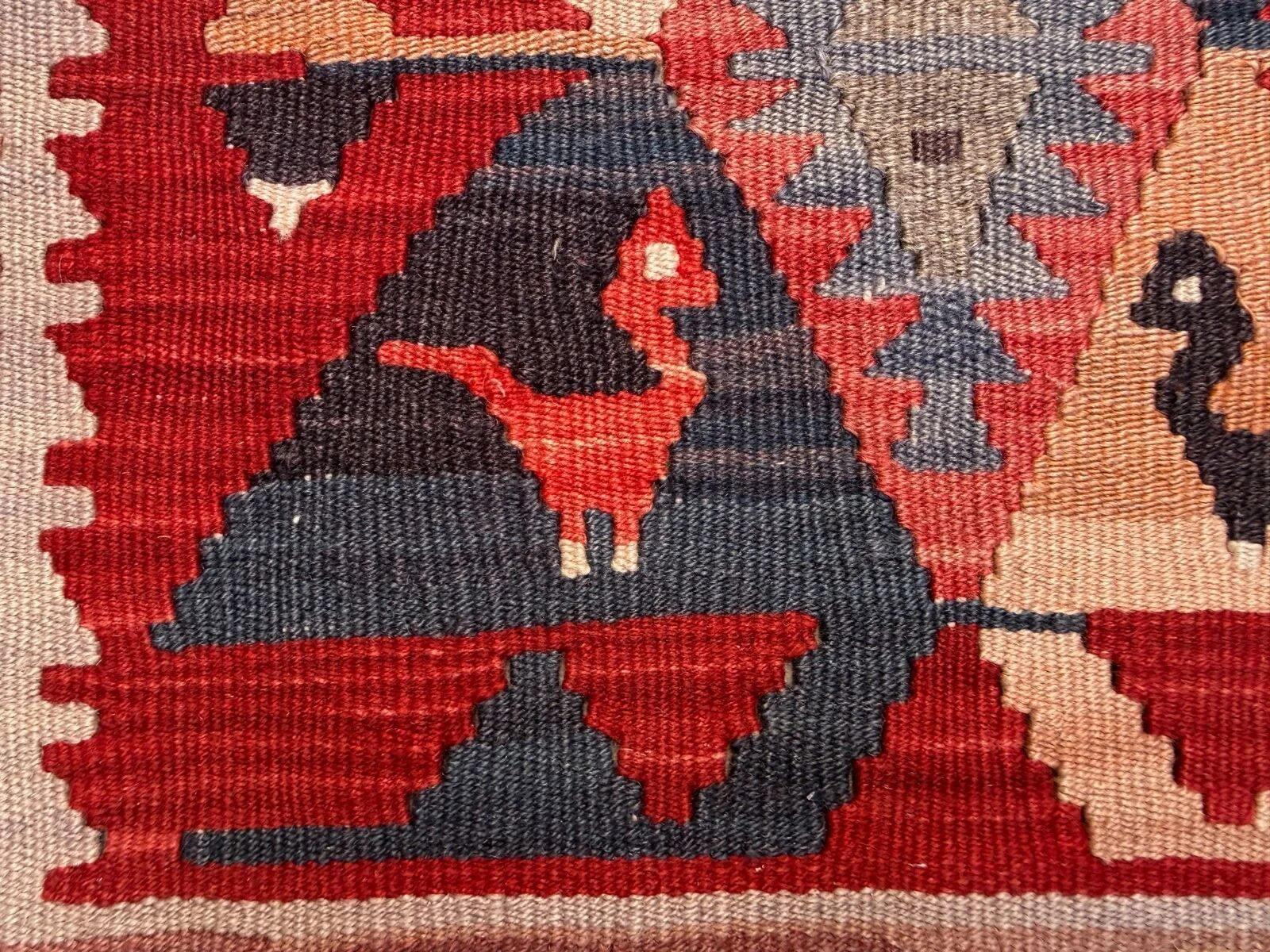 Vintage Turkish mini kilim 65x70 cm wool small Square kelim 2567