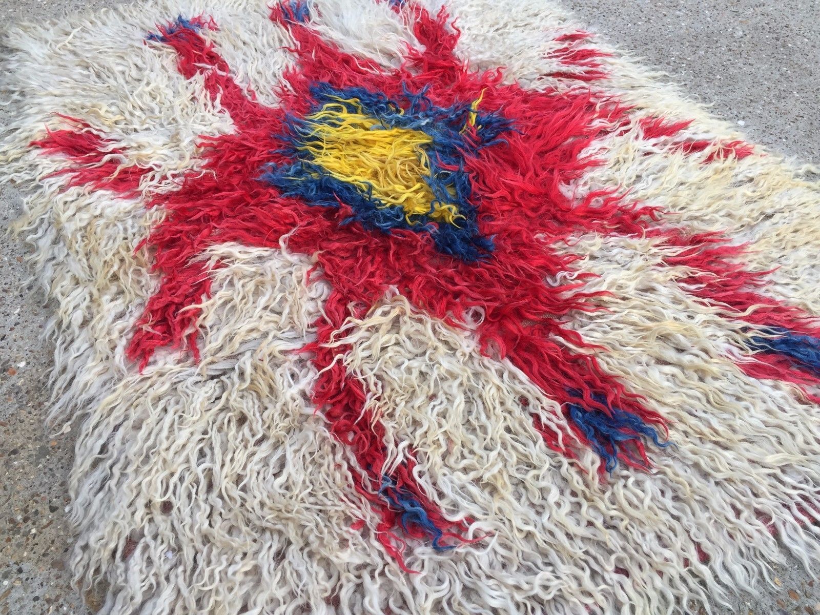 Antique Turkish Shabby Wool Rug 160x120cm country house chic, shaggy, shag pile