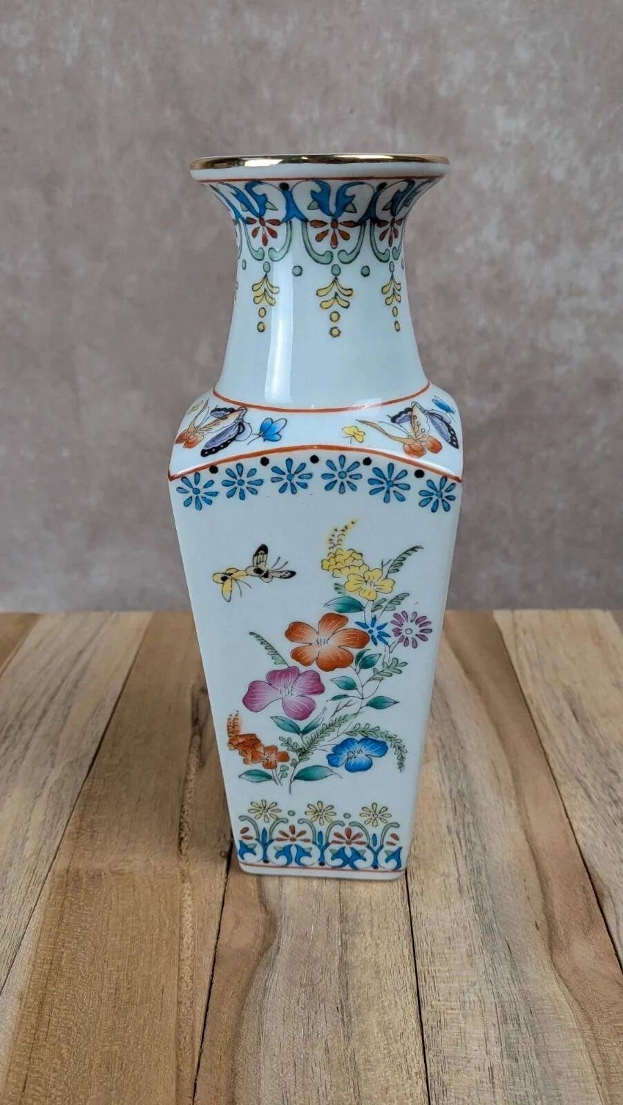 Vase chinois décor floral & oiseaux