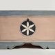 Pine chest from around 1900 with recent decorative painting in Scandinavian style.