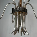 Neoclassical style chandelier in silver-plated metal by the house of Charles.