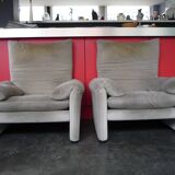 Pair of armchairs Maralunga Vico Magistretti Cassina