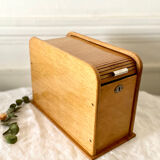 Wooden index card box vintage curtain file