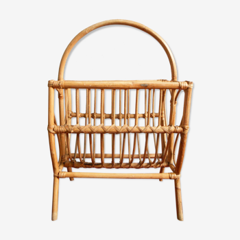 Vintage rattan magazine holder