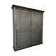 Old wooden cupboard massive sliding doors
