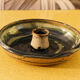 Lot de 2 bougeoirs en poterie vernissée signés