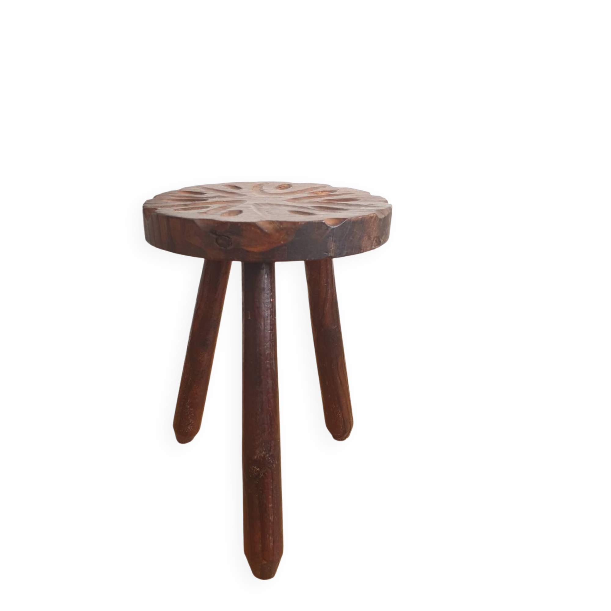 Vintage brutalist tripod stool