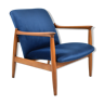 Scandinavian armchair designer E.Homa, refubrished, 1960s, navy blue velvet