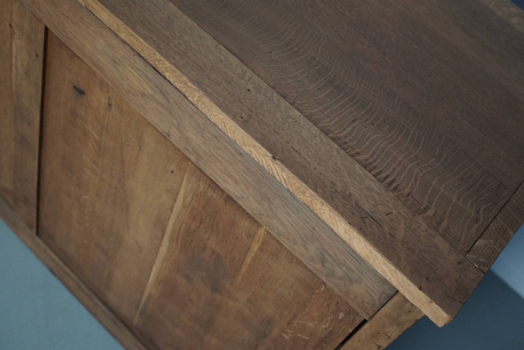 Antique French oak shop cabinet / kitchen island, 1930s