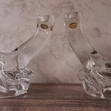 Paire de bougeoirs deux branches cristal
