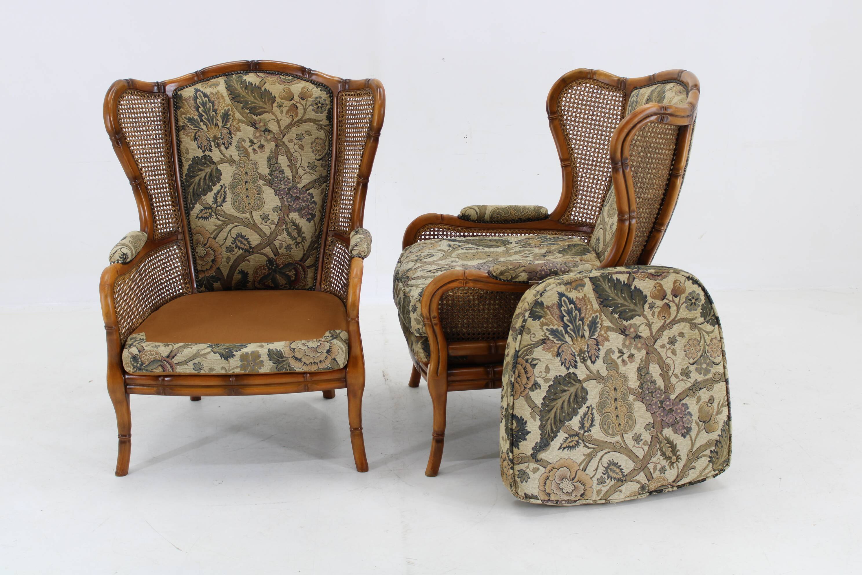 1960s Pair of Rattan Armchairs , Italy