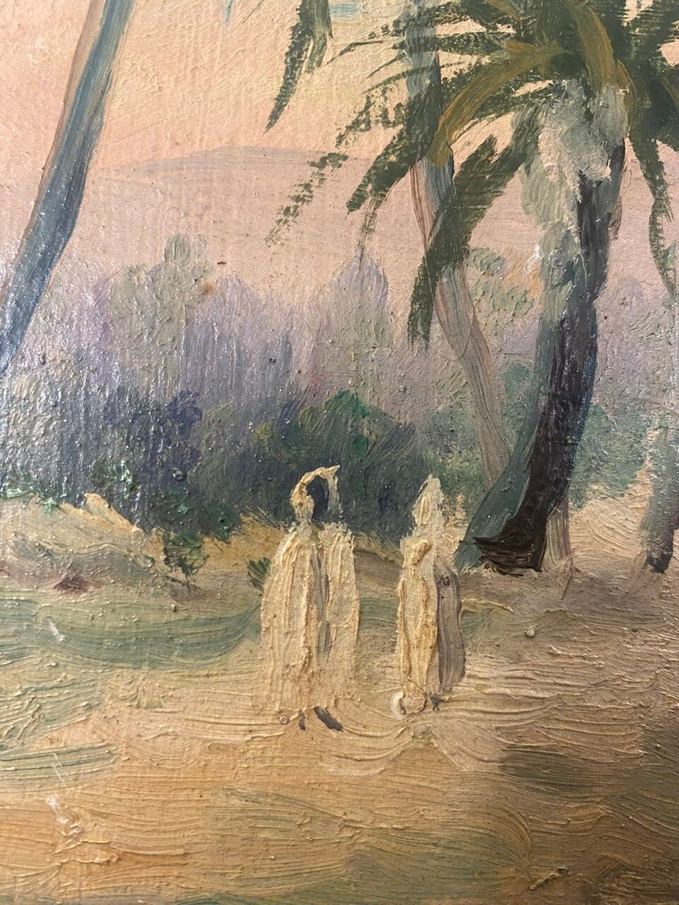 Old painting, orientalist landscape, signed, XX century
