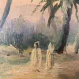 Old painting, orientalist landscape, signed, XX century
