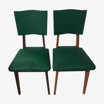 Duo of vintage green chairs 60's