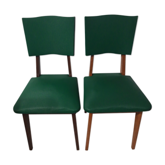 Duo of vintage green chairs 60's