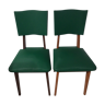 Duo of vintage green chairs 60's