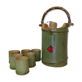 bamboo teapot service and folk art cups