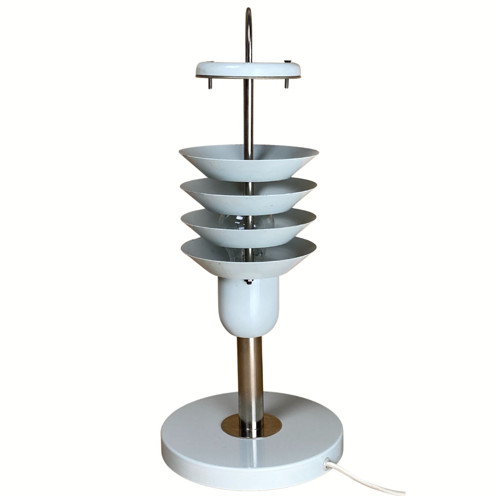 Pair danish scandinavian space age architectural table lamps