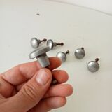 Pair of antique solid aluminium furniture handles.