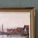 Peinture à l’huile vintage de paysage marin suédois moderne du milieu du siècle « Coastal Sunset », encadrée