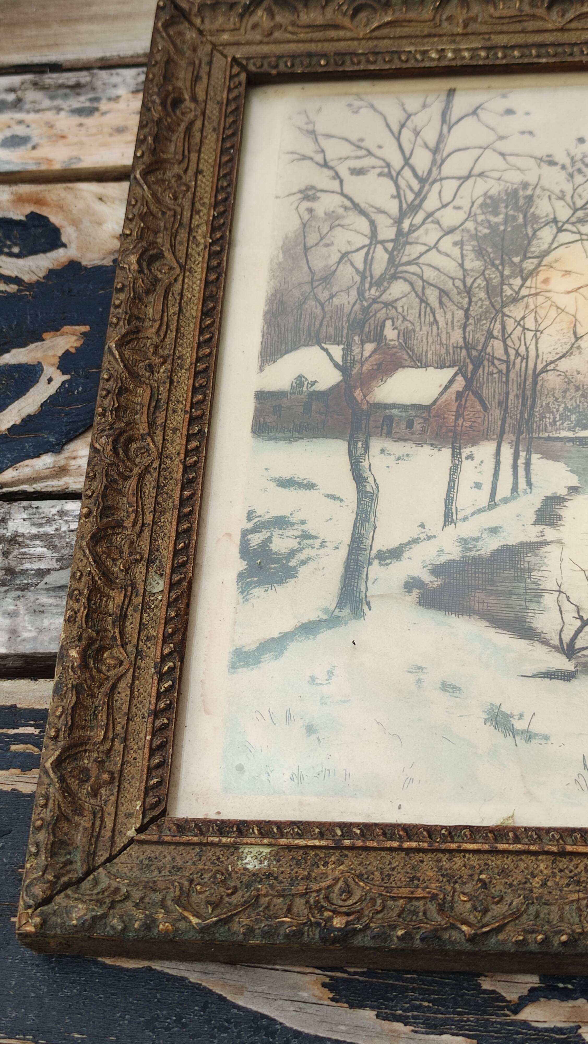 Old wooden frame of a watercolor