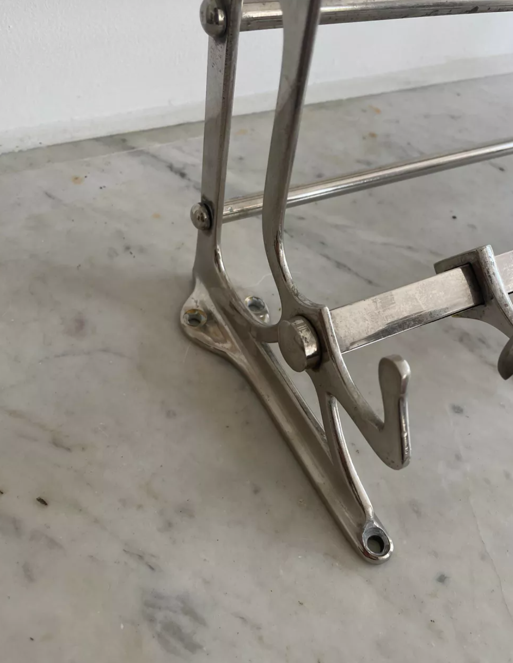 Vintage coat rack, chromed metal, art deco cloakroom