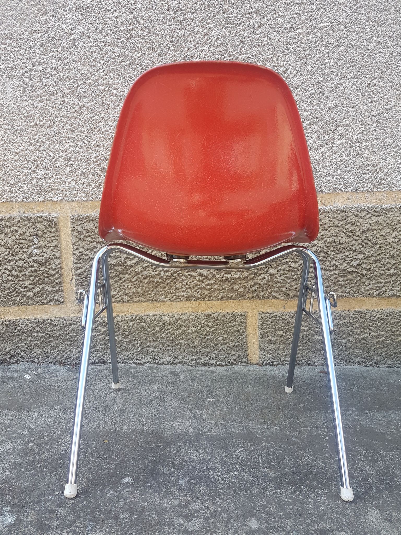 Chaise DSS orange par Charles et Ray Eames pour Herman Miller années 60
