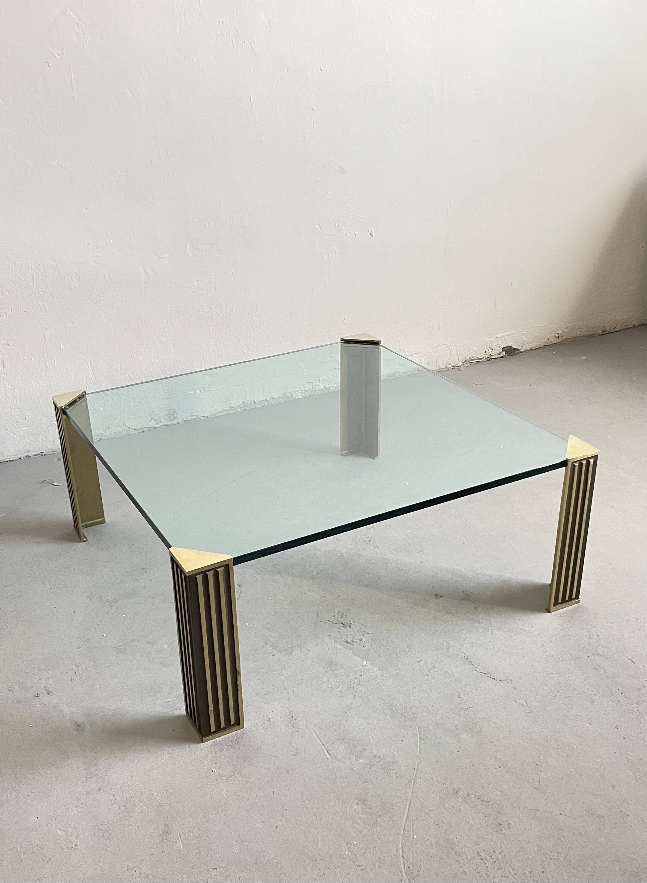 Vintage 1970s Peter Ghyzcy Brass Coffee Table