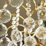 Large mid-century brass & crystal glass ceiling lamp from christoph palme