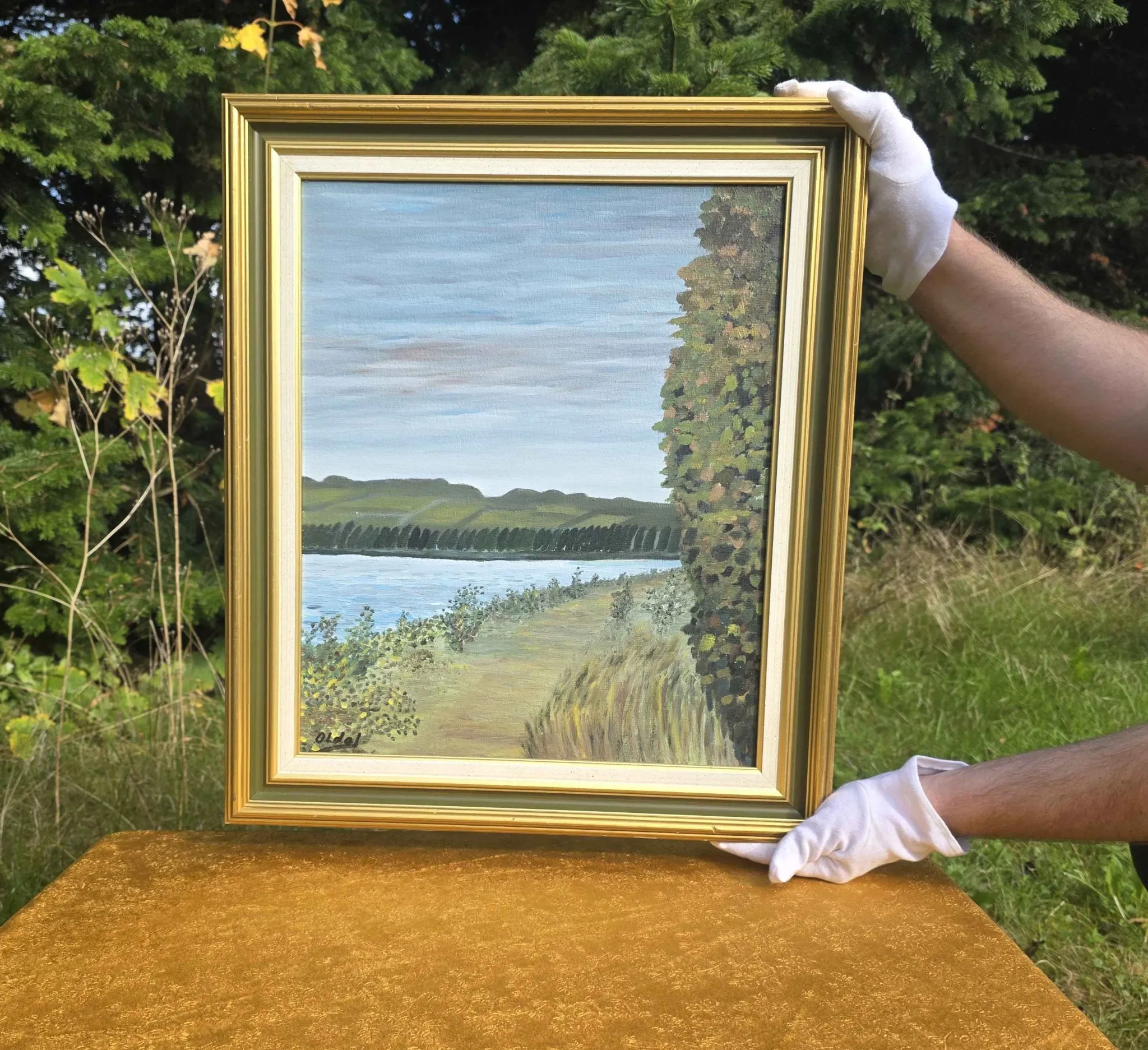 Peinture à l'huile du paysage de la Seine en France