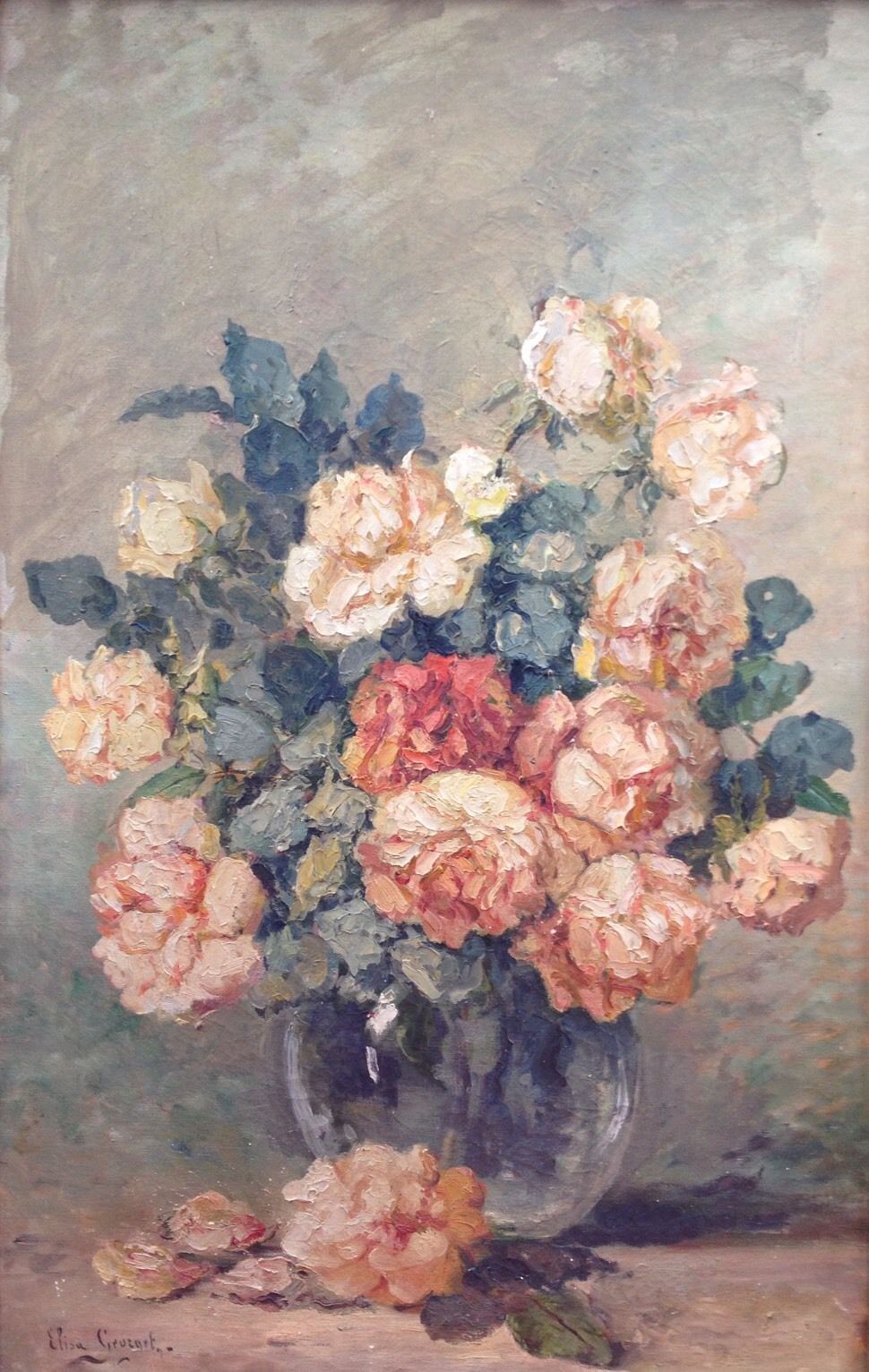Tableau Elisa Georget 1914 hst bouquet de fleurs XIXéme XXéme