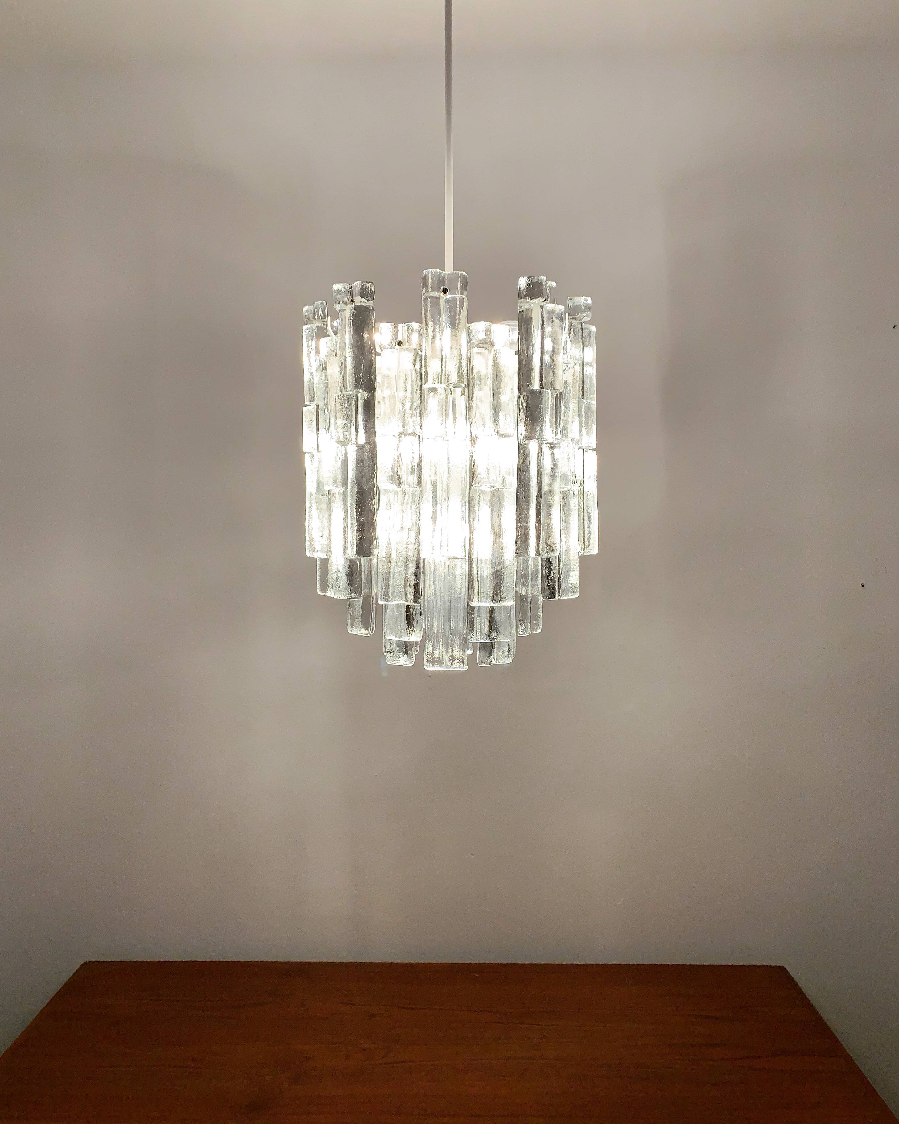 Austrian Ice Glass Chandelier by J.T. Kalmar