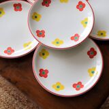 11 Yellow flower habitat plate with orange border BY PAGNOSSIN ITALY