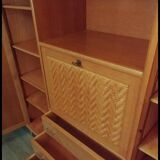Wooden and rattan wardrobe