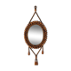 Oval mirror wooden beads, vintage 60/70s to hang 60x22 cm C226