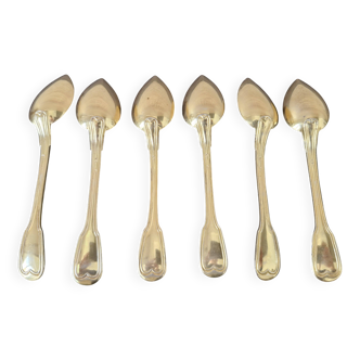 6 cuillères à café en métal doré