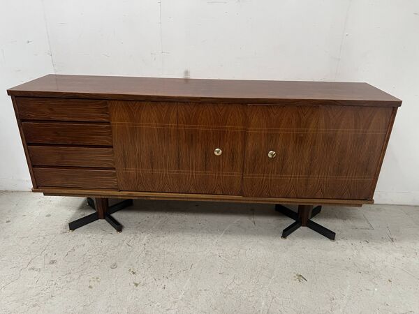 Enfilade Scandinave en bois de placage  et piètement en fer XX siècle