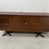 Scandinavian enfilade in veneered wood with iron legs, 20th century.