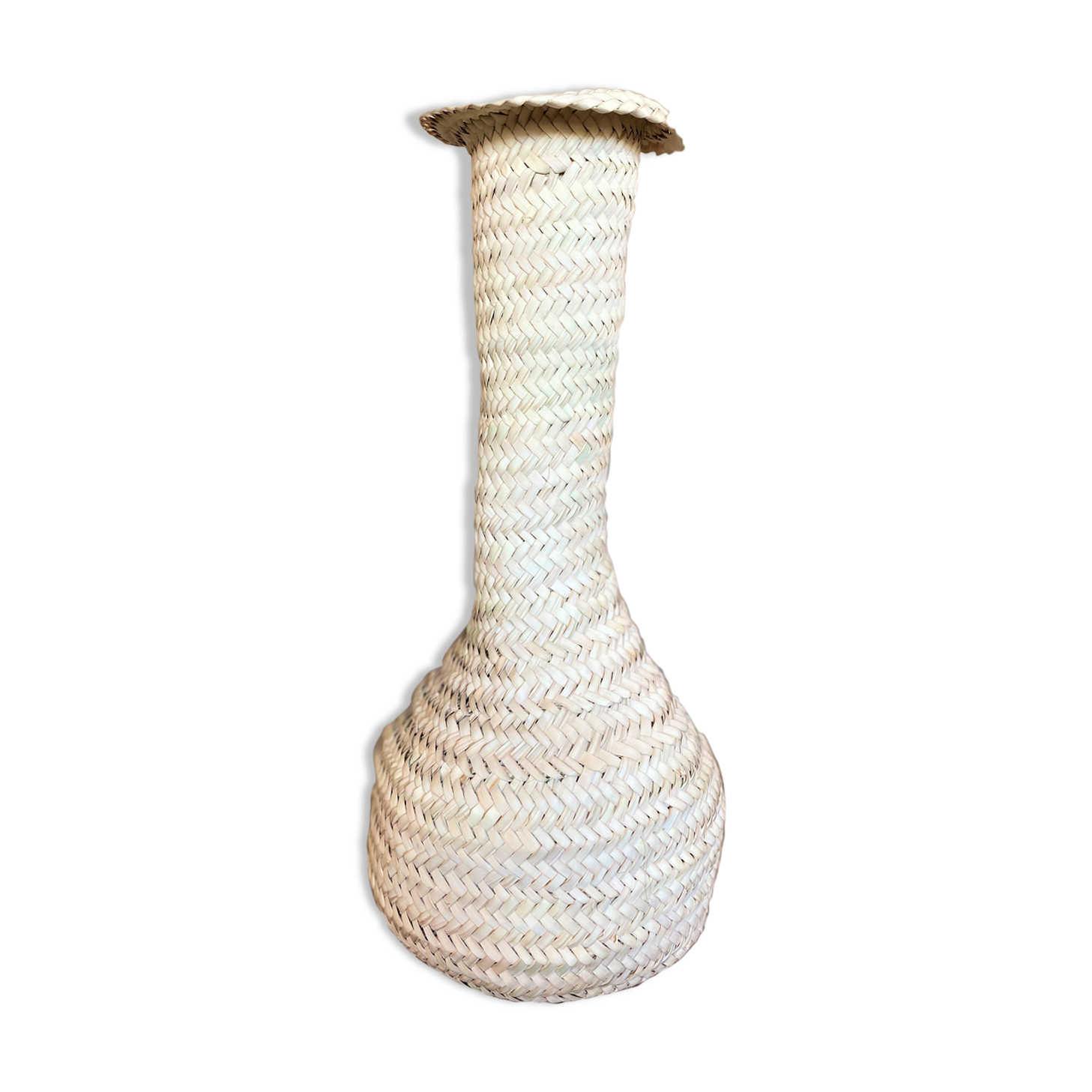 Vase made of palm leaves
